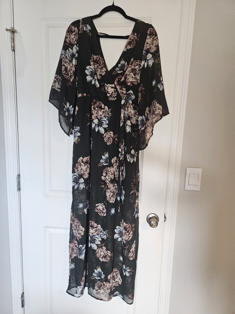Hunter Green Floral Maxi Dress with Floral Print
